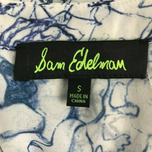 Sam Edelman Blue White Floral Print Pullover Top S - Picture 6 of 6